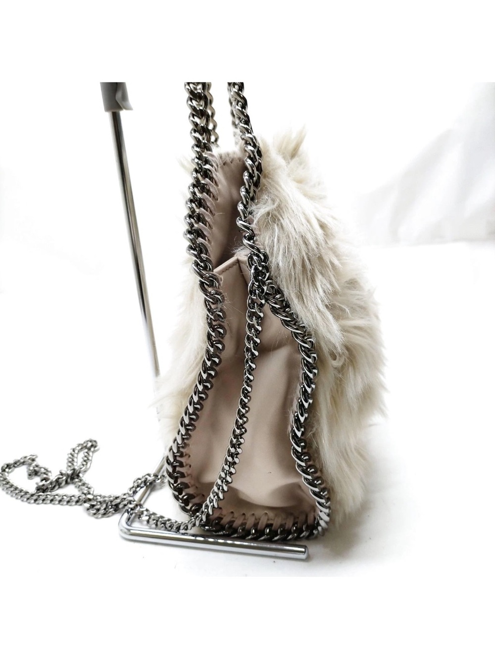 Stella McCartney Tan Faux-Fur Chain-Handle Shoulder Crossbody Bag EUC - Picture 3 of 9